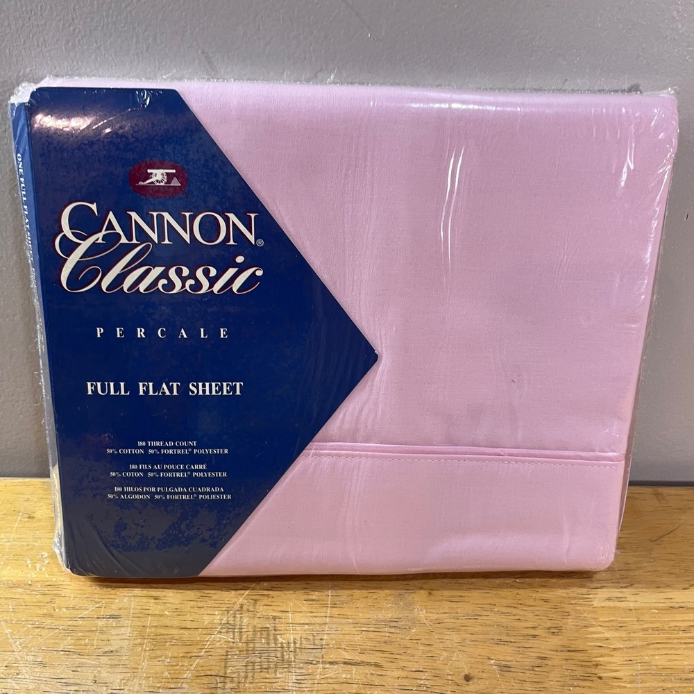 Vtg Cannon Classic Percale Full Flat Sheet Pink Solid 180 TC Made in USA NEW